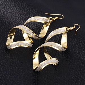 NWT Gold-Colored Rotating Drop Earrings